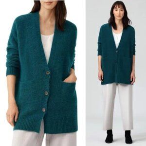 NWOT Eileen Fisher Mohair Plush Mélange V-Neck Cardigan in Alpine